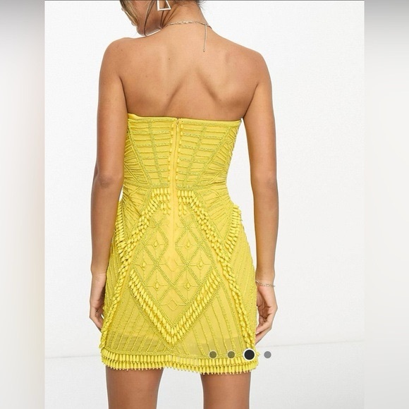 ASOS DESIGN embellished bandeau mini dress in yellow Size NWT - Picture 3 of 5